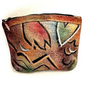 The Animal Hand Painted Vtg Zip Case Clutch